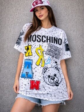 ✨ Moschino Inspired Oversized Graphic Tee | Streetwear Trendy Top